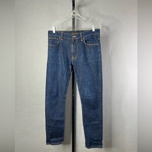 Nudie Jeans Men’s 33 X 32 (Actual 32 X 30) Lean Dean Blue Slim Organic Cotton